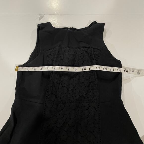 J. Crew Collection Black Ponte Eyelet A Line Dress Size 6 - Picture 8 of 9